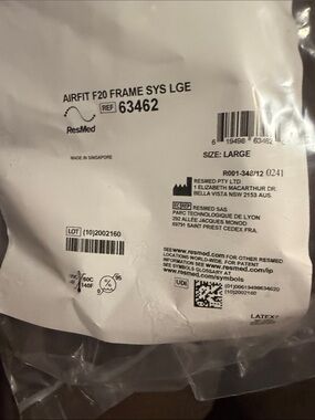 NEW Sealed AirFit F20, Frame Sys Size LG # 63462